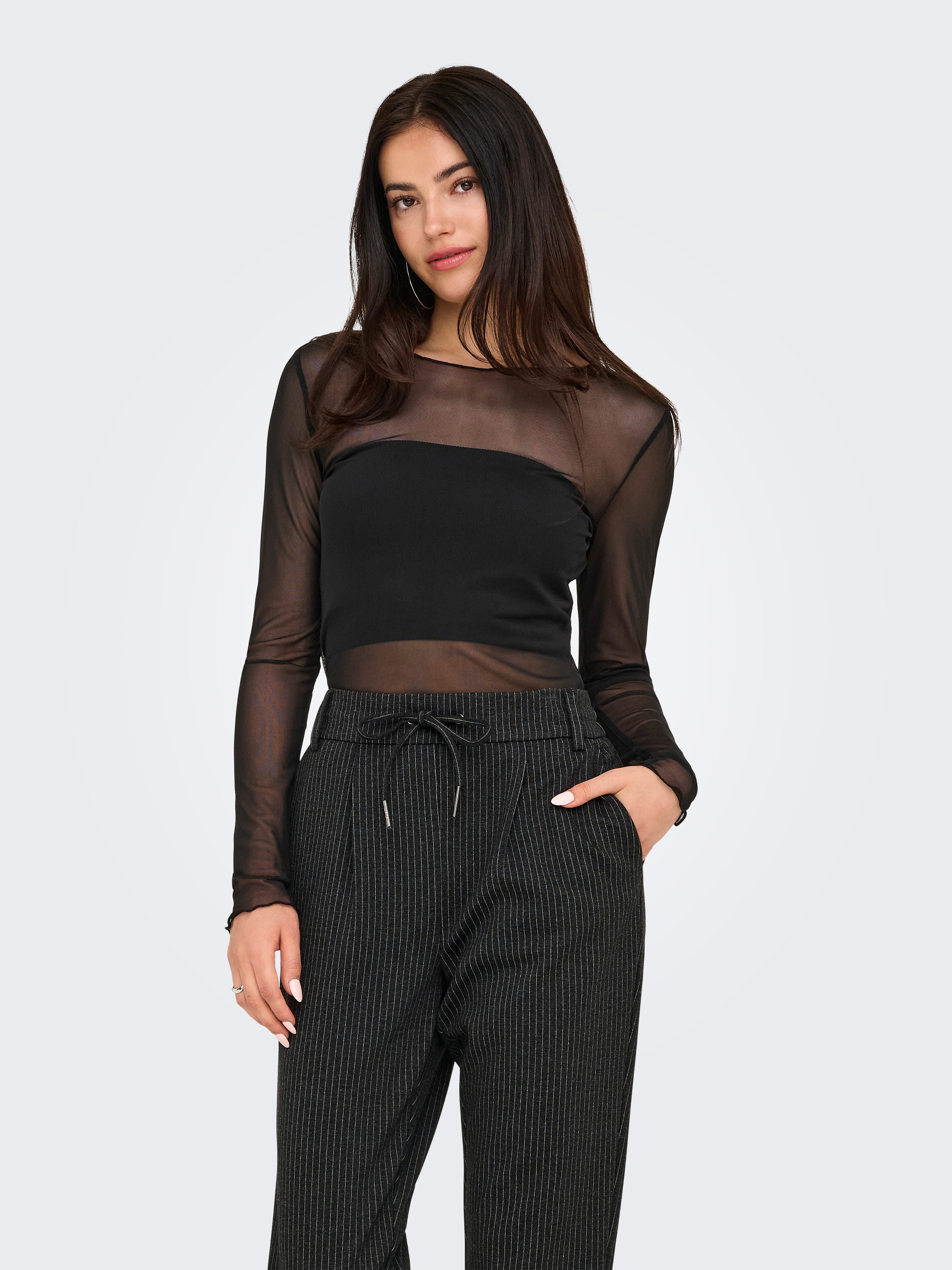 JDY Langarmshirt JDYELSA NEW L/S O NECK TOP JRS NOOS leicht transparenter L günstig online kaufen