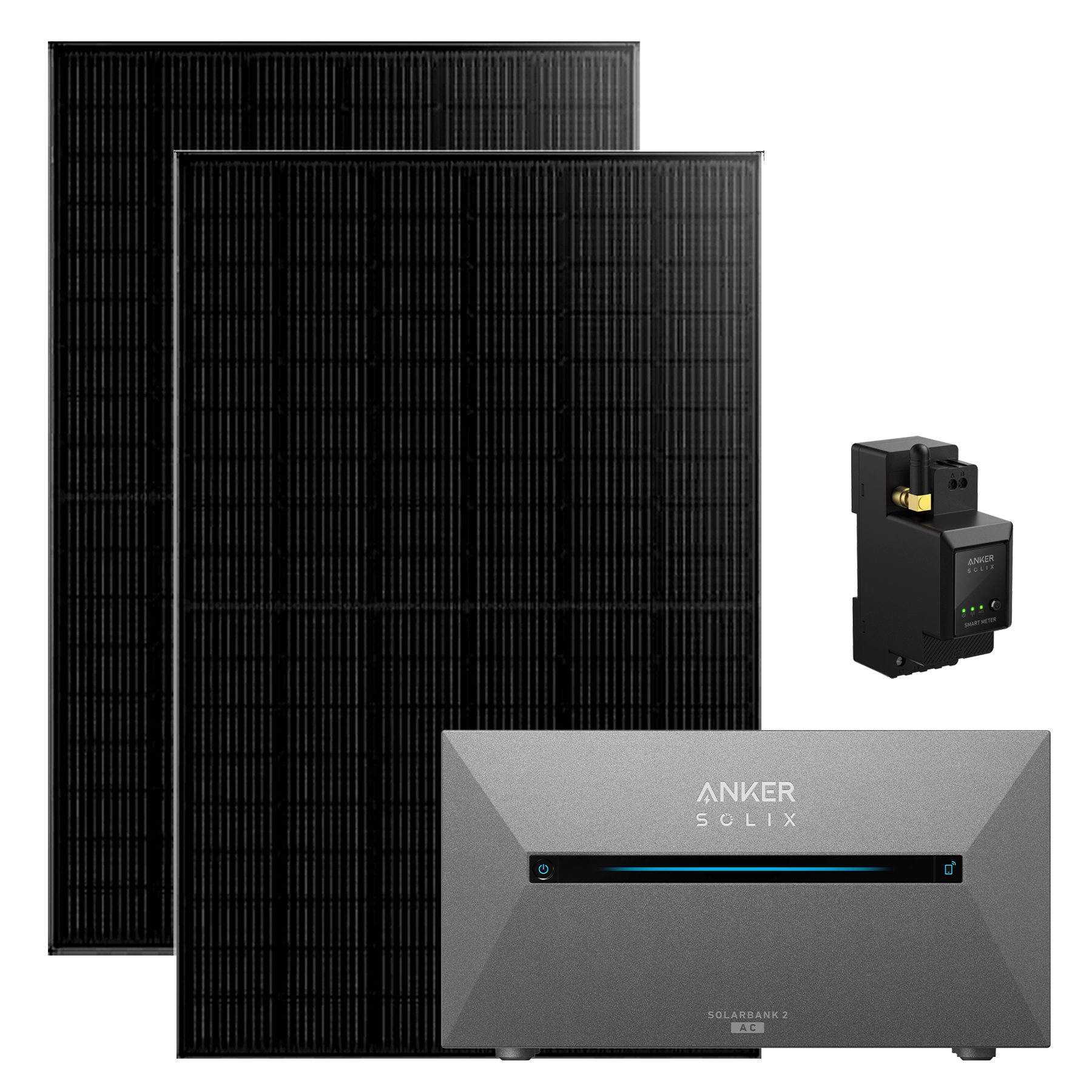 Anker Balkonkraftwerk 910W/1820W Balkonkraftwerk Anker Solarbank 2 AC E1600 mit Smart Meter, 2000 W, (Set, 910W/1820W Balkonkraftwerk Anker Solarbank 2 AC E1600 mit Smart Meter), IP65, 100% Mikro-Wechselrichter Kompatibel
