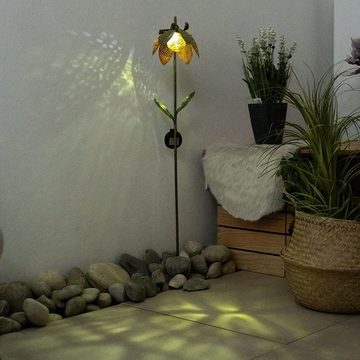 Globo LED Solarleuchte, LED-Leuchtmittel fest verbaut, Kaltweiß, LED Außen Solar Steck Leuchte Blume Crackle-Glas Kugel Lampe