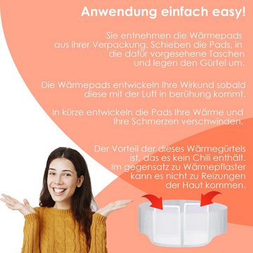 KESSMANN Wärmegürtel Heizgürtel mit Wärme Pads 2er Set 4 Anwendungen ohne Chili 8 Std, Set 2-tlg., Wärmegürtel Set, Wärmekissen Rückengürtel Gürtel Muskel Rückschmerzen Heizgürtel