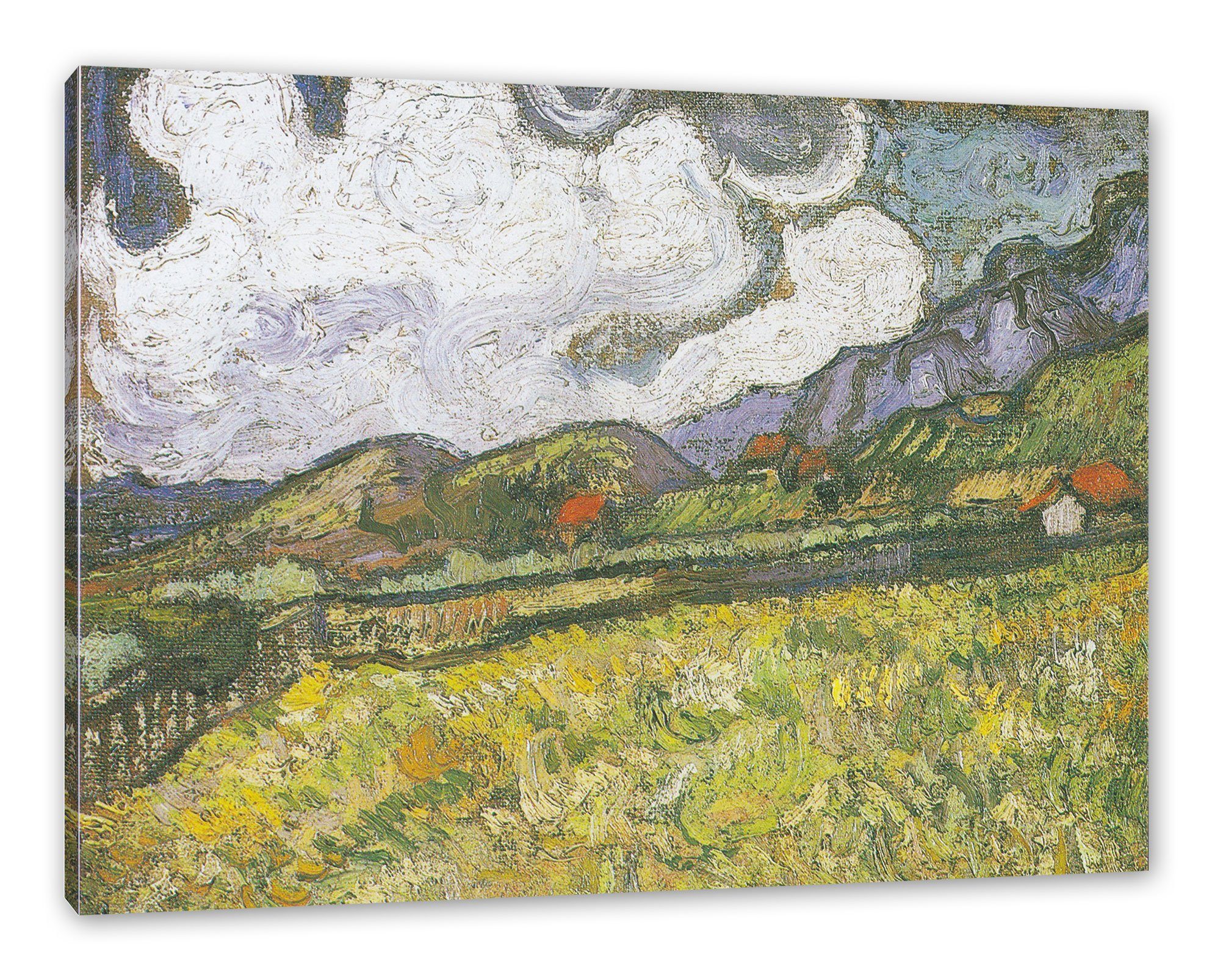 Pixxprint Leinwandbild Vincent Van Gogh - Weizenfeld hinter Saint-Paul, Vincent Van Gogh - Weizenfeld hinter Saint-Paul (1 St), Leinwandbild fertig bespannt, inkl. Zackenaufhänger