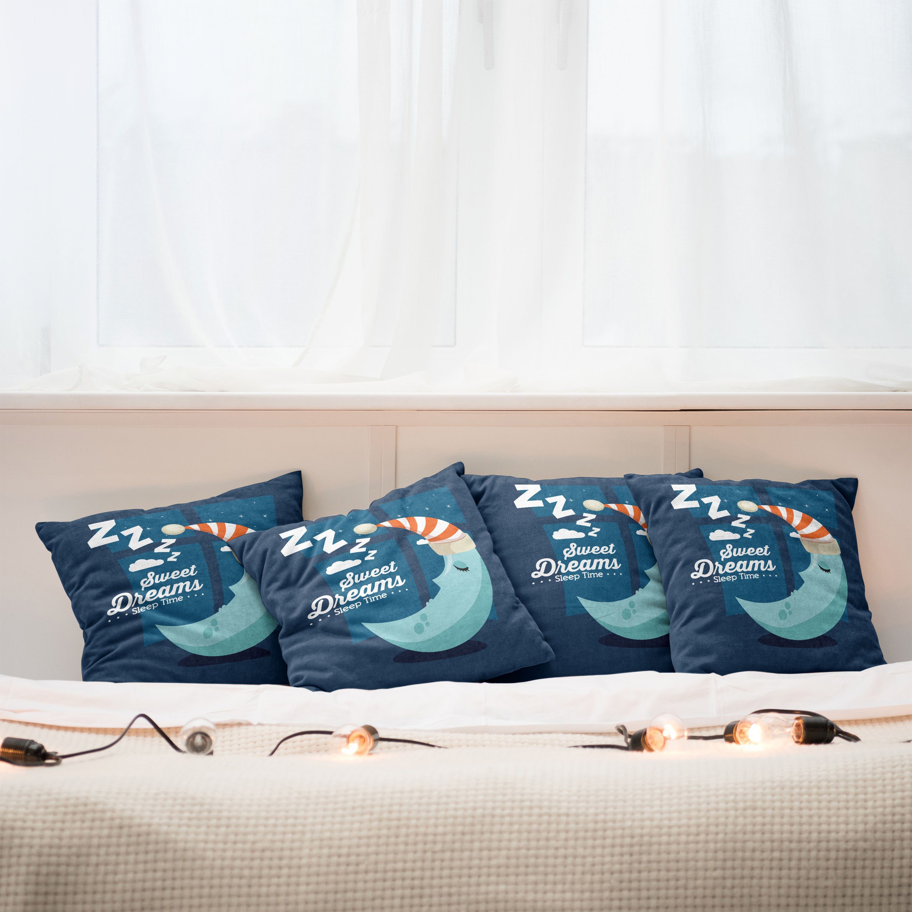 Modern Stück), Accent Doppelseitiger Träume Digitaldruck, Sleep Abakuhaus (4 Bedtime Moon Kissenbezüge Süße