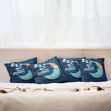 Kissenbezüge Modern Accent Doppelseitiger Digitaldruck, Abakuhaus (4 Stück), Süße Träume Bedtime Sleep Moon