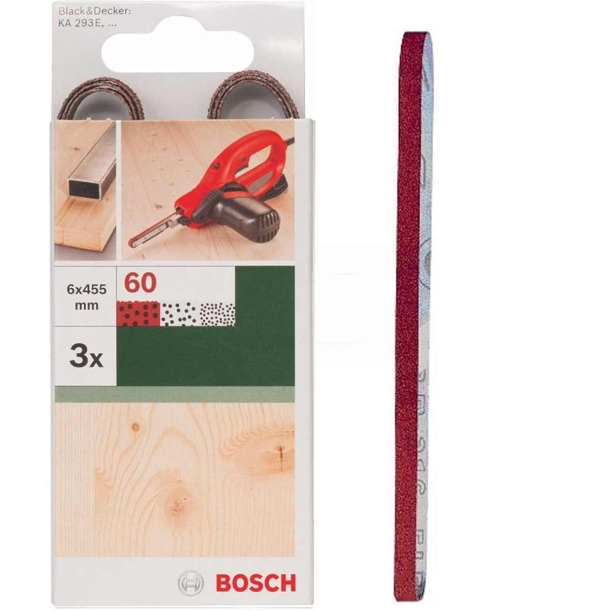 BOSCH 60 B+D 6 Powerfile Bohrfutter Schleifbänder für 451 x K Bosch KA mm, 3 x 293E