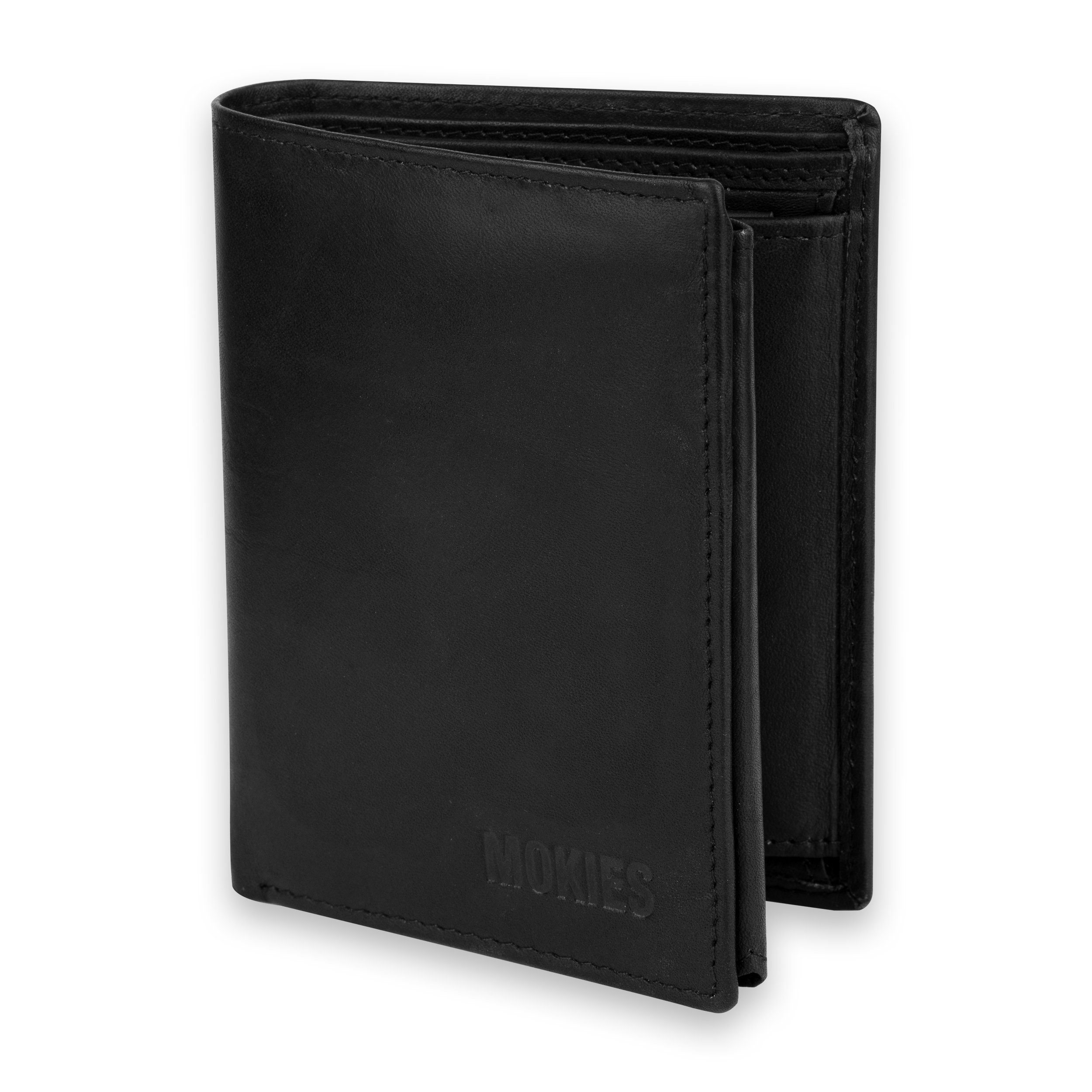 MOKIES Geldbörse Herren Portemonnaie G306 (hochformat), 100% Echt-Leder Schwarz