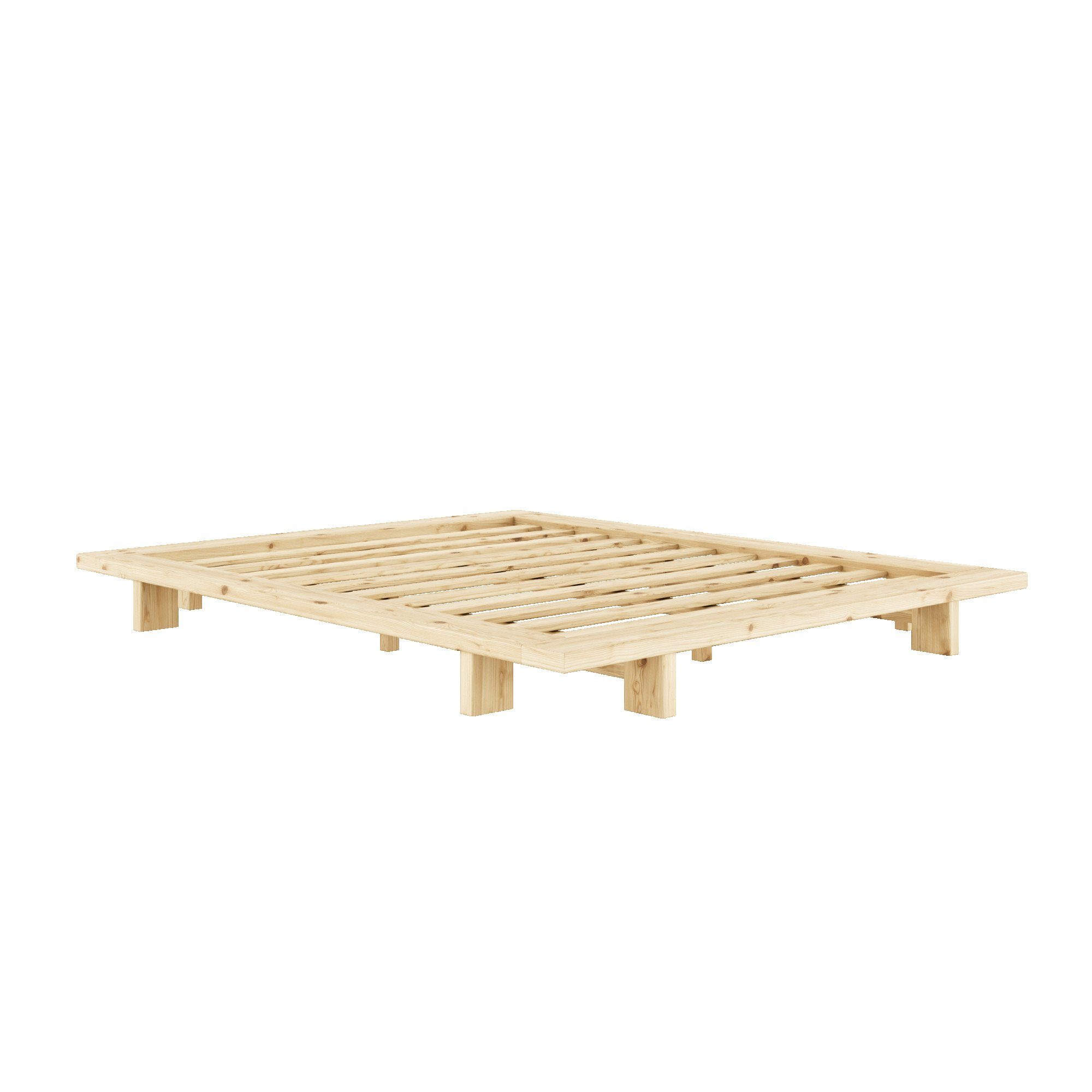Karup Design Bettgestell JAPAN BED Bodenbett, Holzrahmen, Futonbett, Jugendbett, Holzbett, Massivholzbett mit Lattenrost, Kiefer massiv, Bett ohne Kopfteil