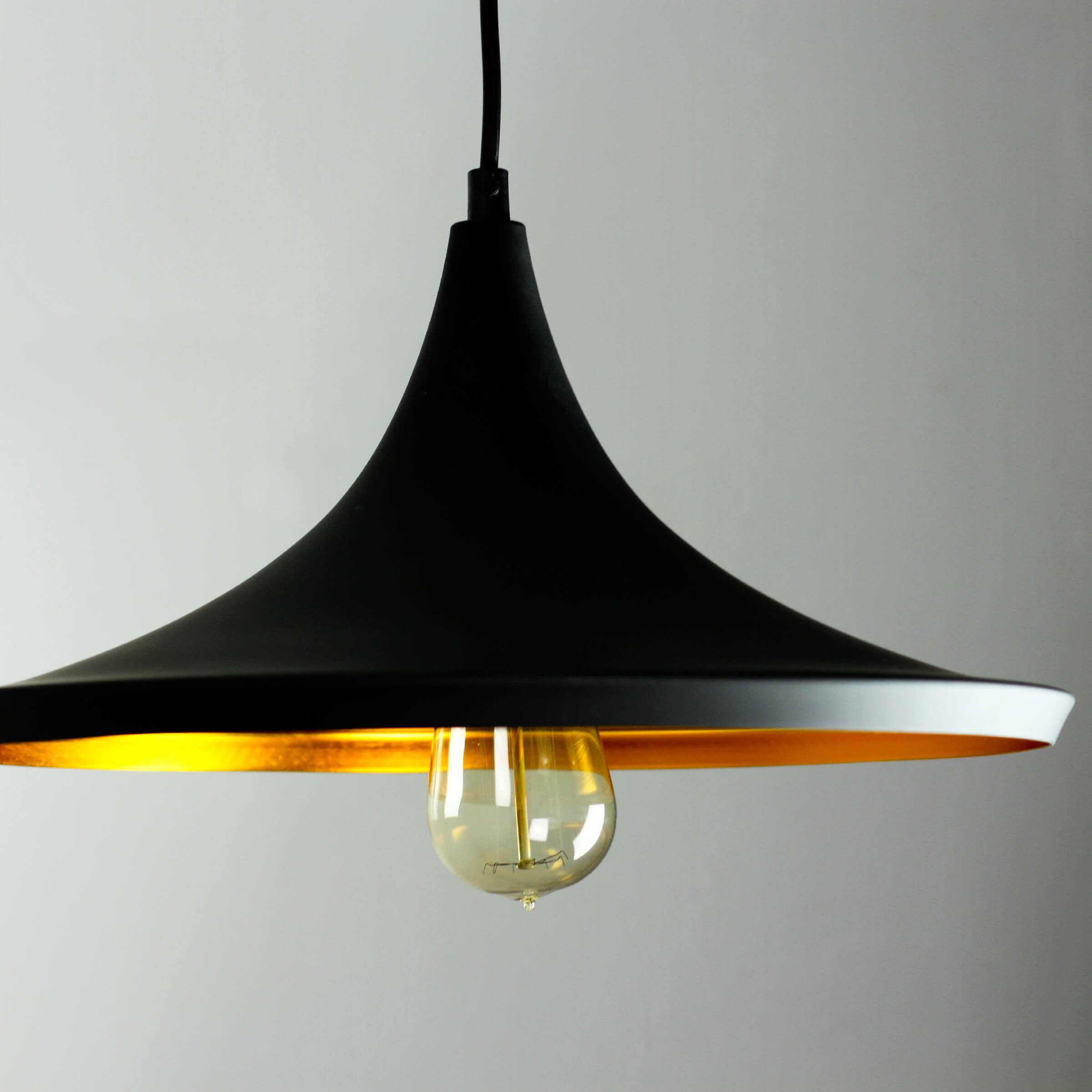 Schwarz Küche Industrial Leuchtmittel, ohne Hängelampe Licht-Erlebnisse Hängeleuchte Gold Ø37cm E27 Design Pendelleuchte CARIN,