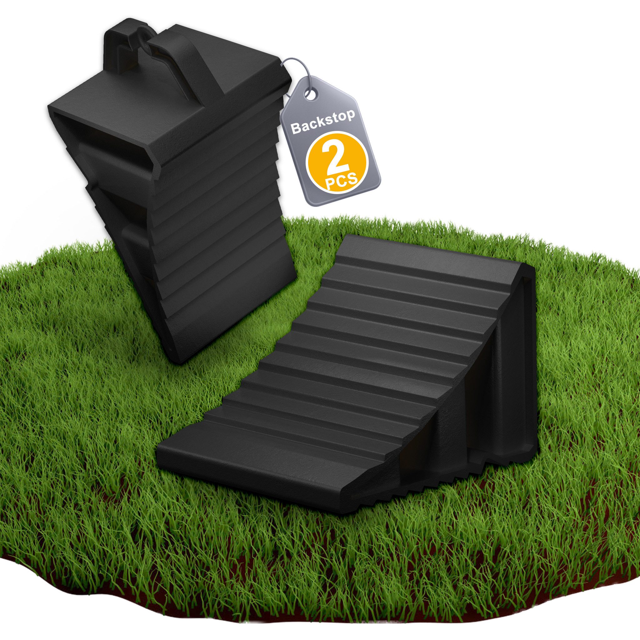 FIVMEN Auffahrrampe 2 Stück Unterlegkeile Auto Anhänger Wohnmobil mit Griff (rutschfeste Bremskeile)