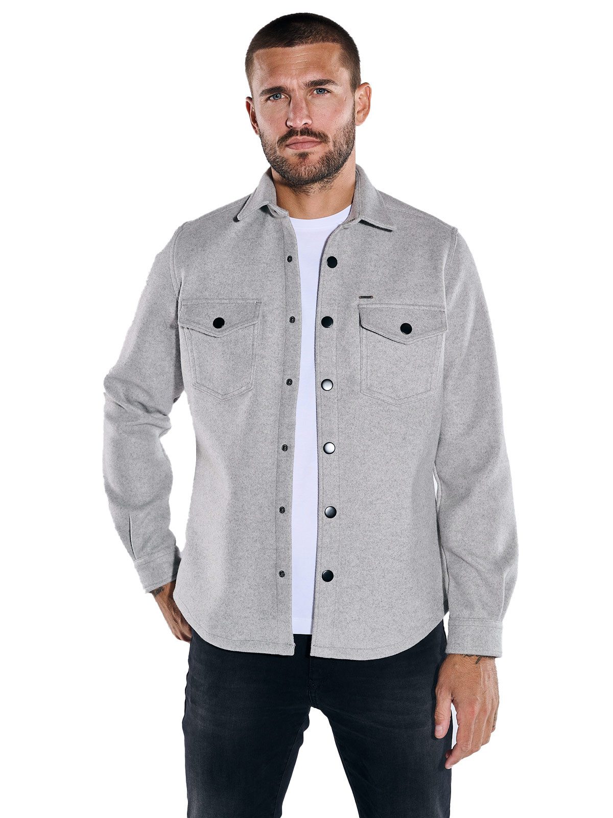 emilio adani Langarmhemd emilio adani Herren Overshirt uni, Silbergrau günstig online kaufen