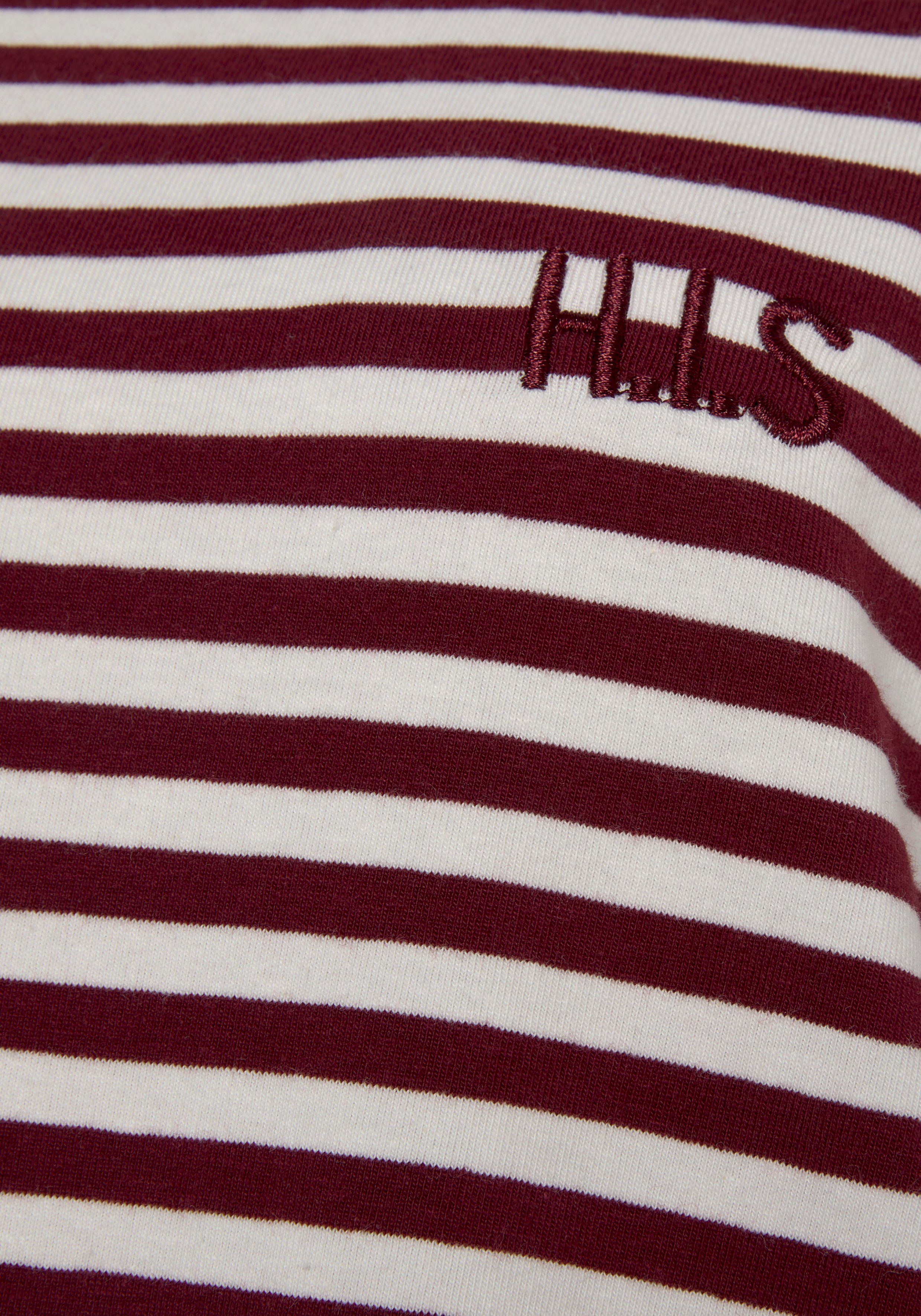 H.I.S Nachthemd (1-tlg) Brust Logostickerei bordeaux der auf mit