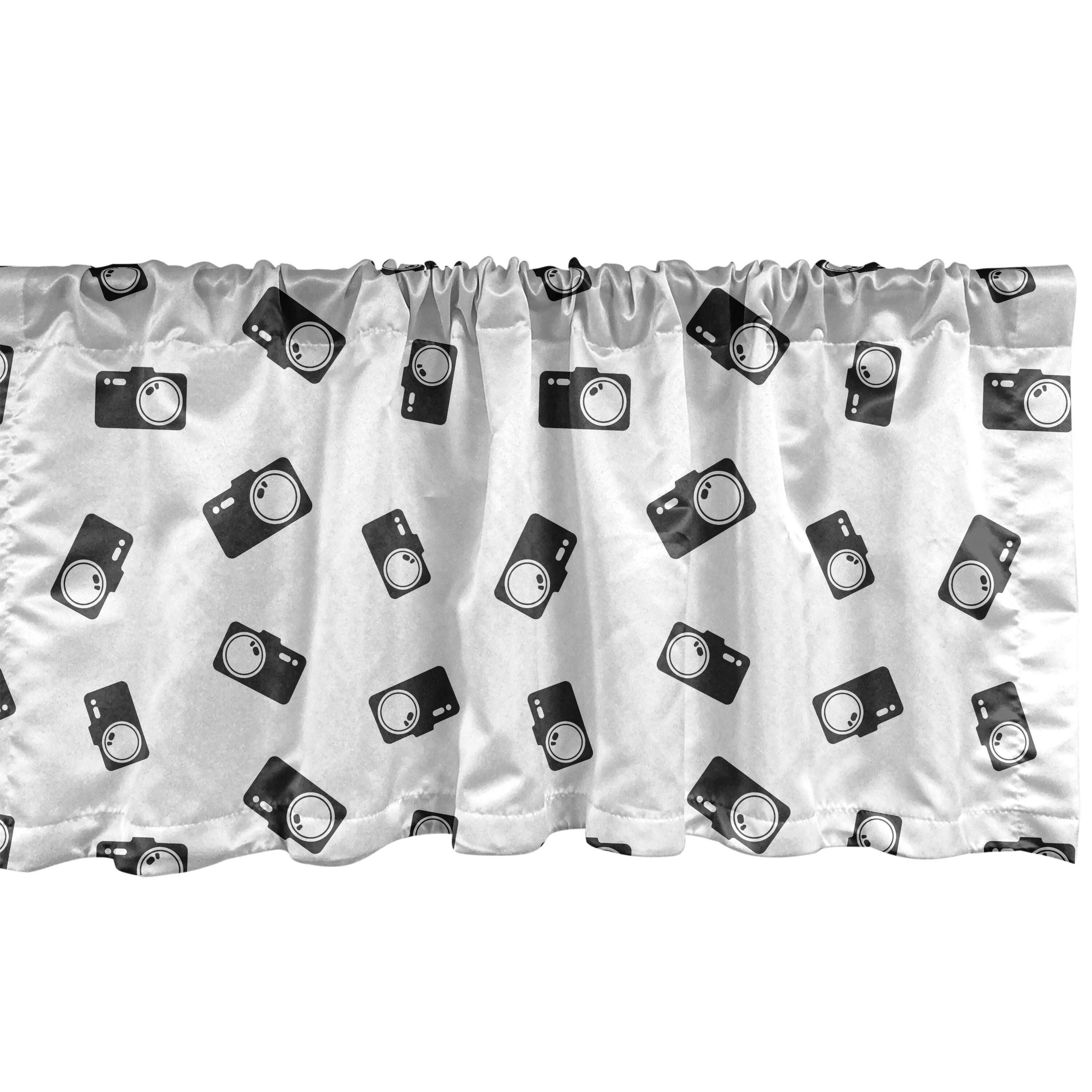 Scheibengardine Vorhang Volant für Küche Schlafzimmer Dekor mit Stangentasche, Abakuhaus, Microfaser, Einfarbig Kamera-Tools Pattern