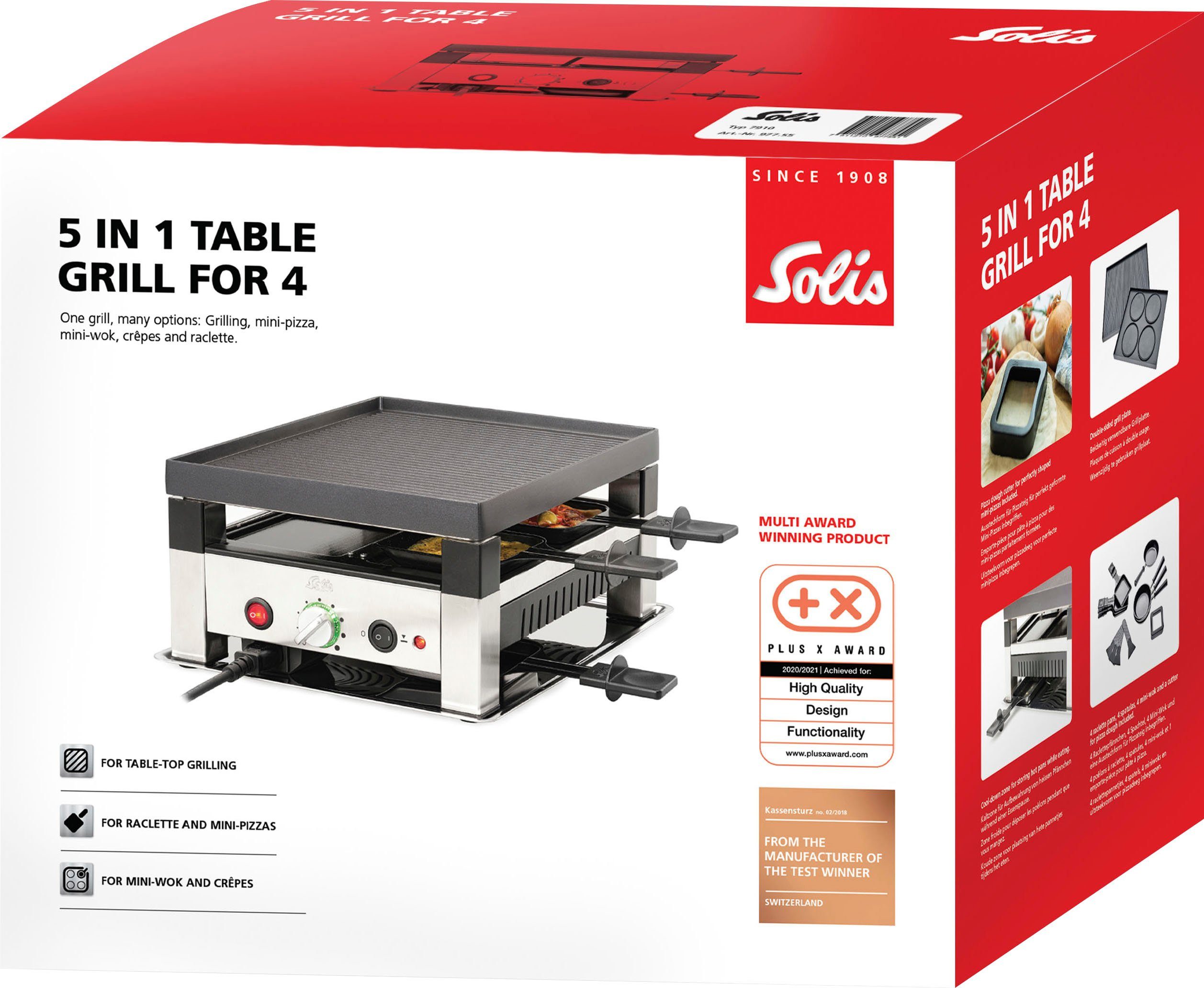 SOLIS Table Raclettepfännchen, 4 in 1020 Raclette for Grill W 1 5 4, SWITZERLAND OF
