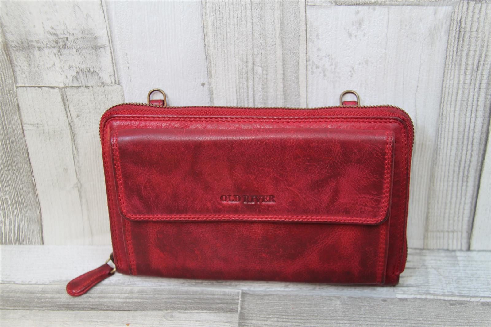 Old River Geldbörse weiche rote Lederbörse-Handtasche Used-Optik