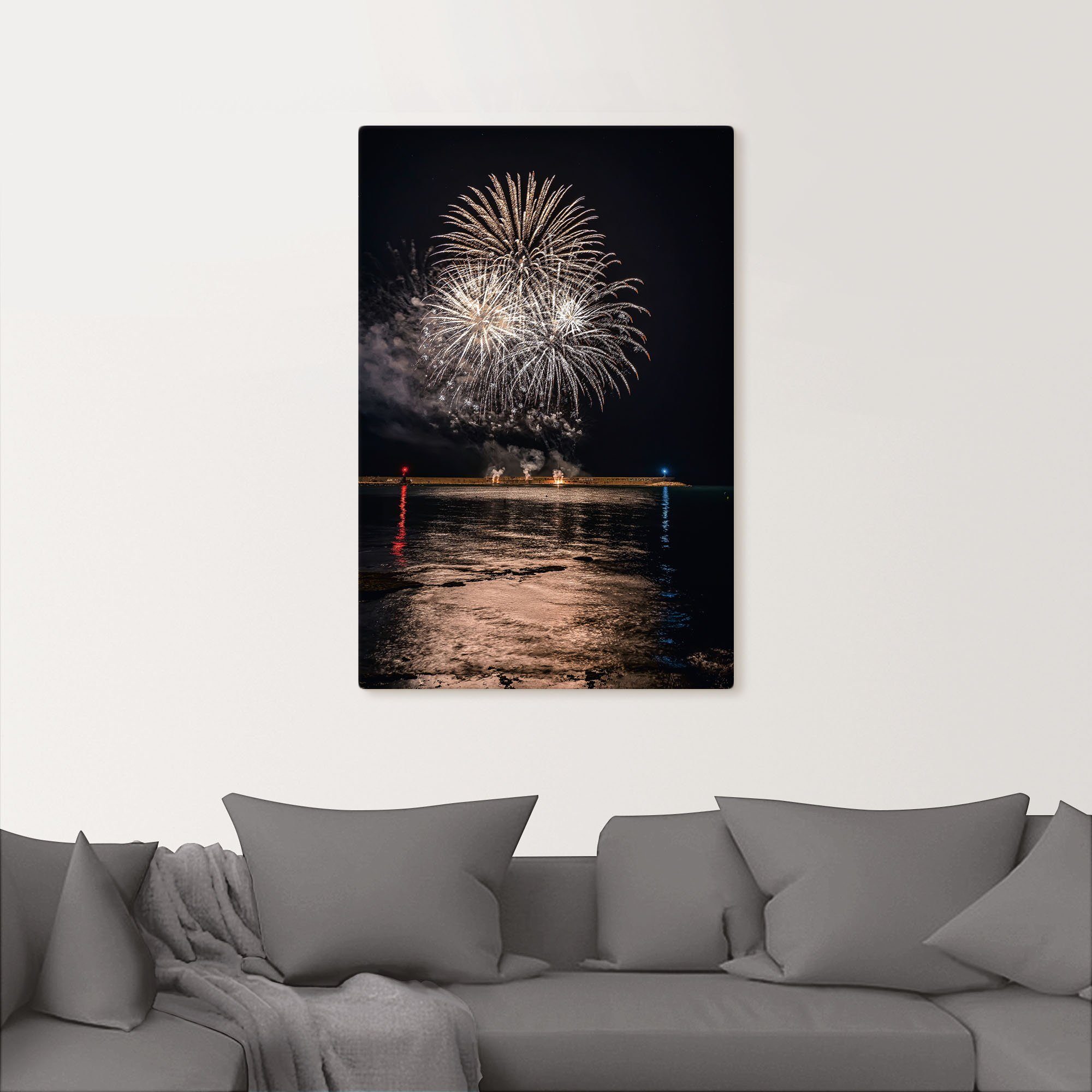 Artland Wandbild Feuerwerk versch. Alubild, oder St), schwarz (1 Meer, am Poster Größen in Wandaufkleber Himmelsbilder Leinwandbild, als