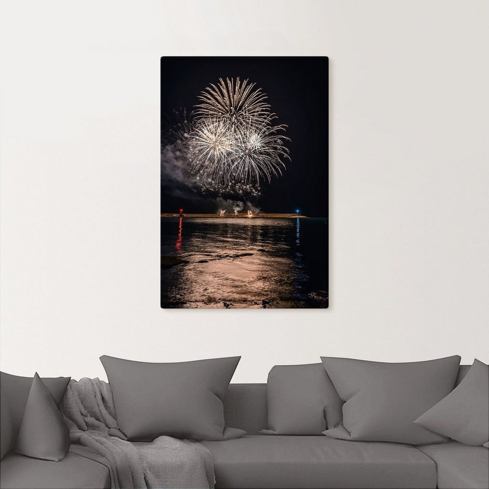 Artland Wandbild Feuerwerk am Meer, Himmelsbilder (1 St), als Alubild,  Leinwandbild, Wandaufkleber oder Poster in versch. Größen