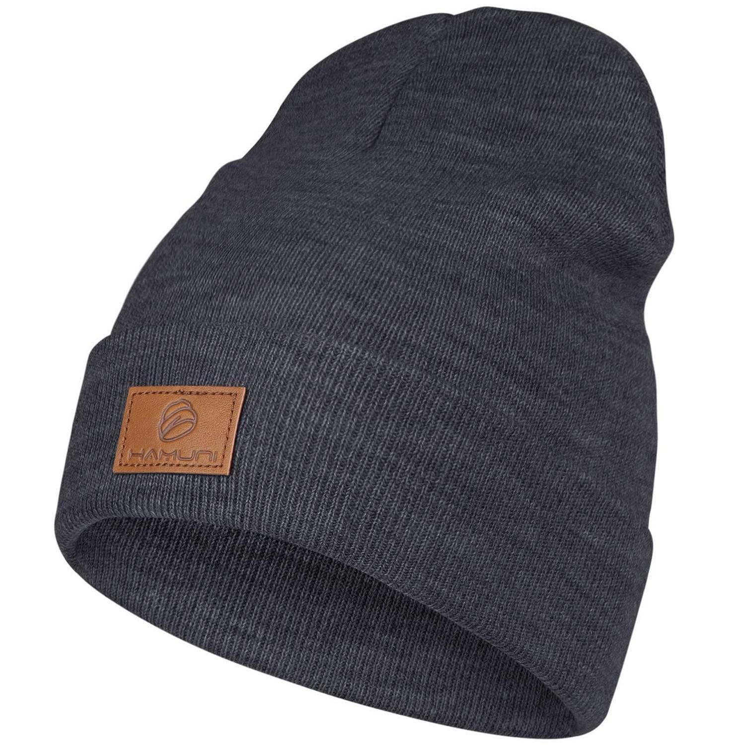 Beanie Beanie Mütze Herren Damen Acryl Strickmütze Einheitsgröße Dunkelgrau