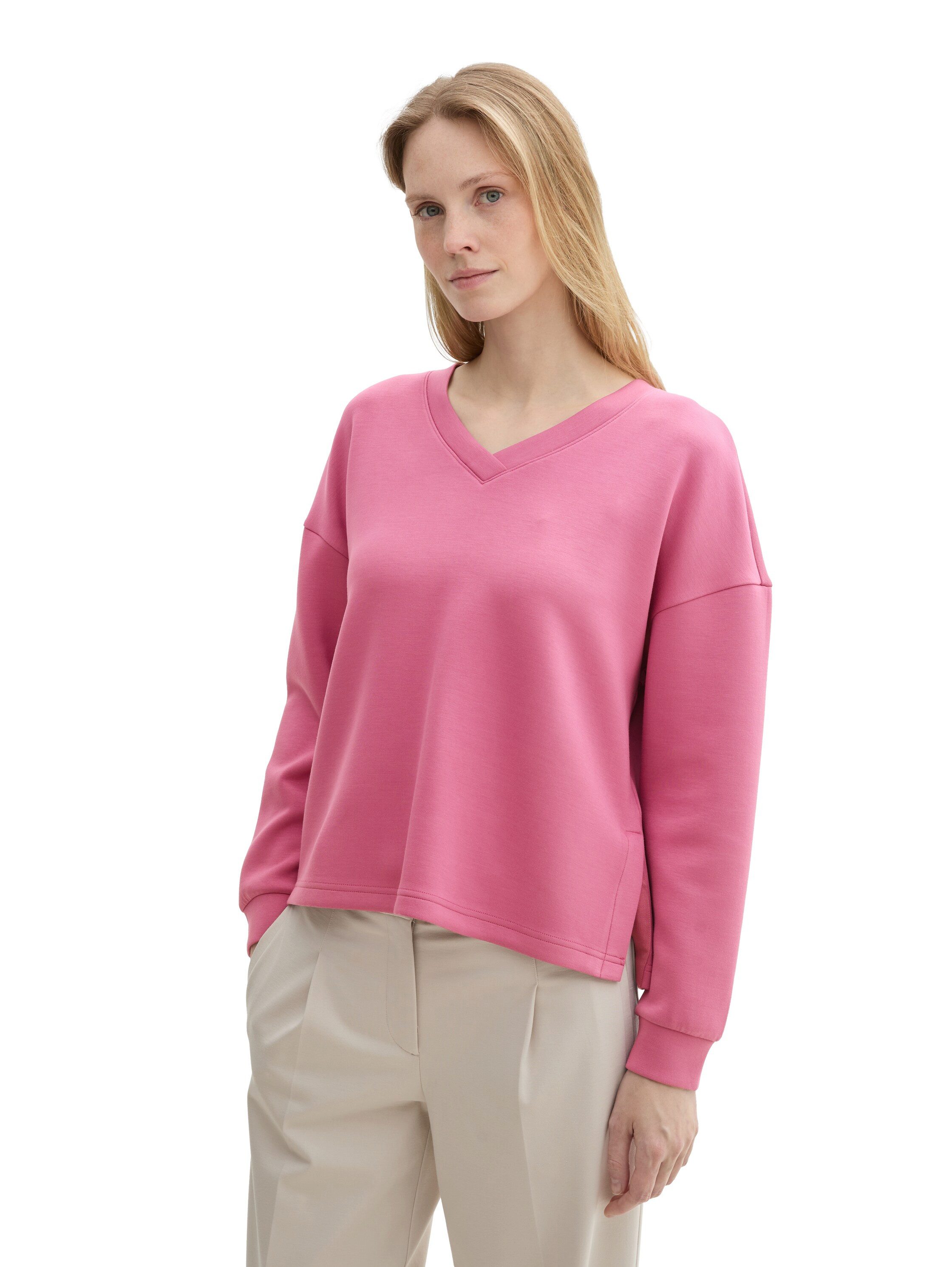 TOM TAILOR Sweatshirt Scuba mit V-Ausschnitt günstig online kaufen