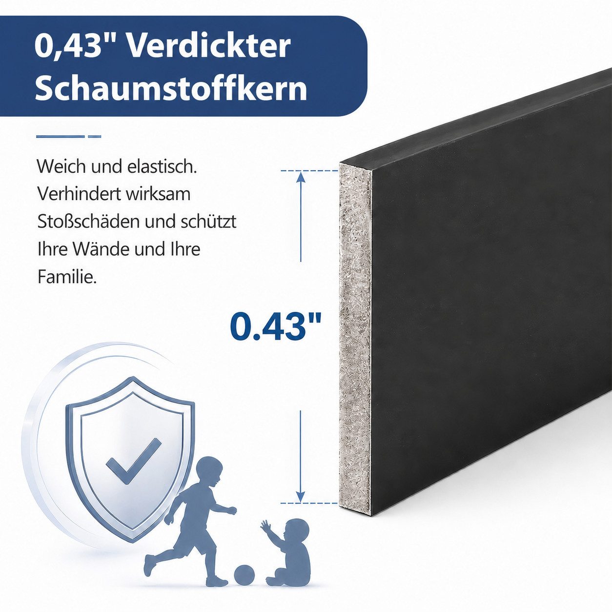 BlingBin Sockelleiste Selbstklebende, zuschneidbare Wandleiste mit PVC-Oberfläche, L: 45 cm, H: 12 cm, 10er Set, 10-St., 10 Stück, PVC Laminatleisten Fussleisten, Dekore Wandaufkleber