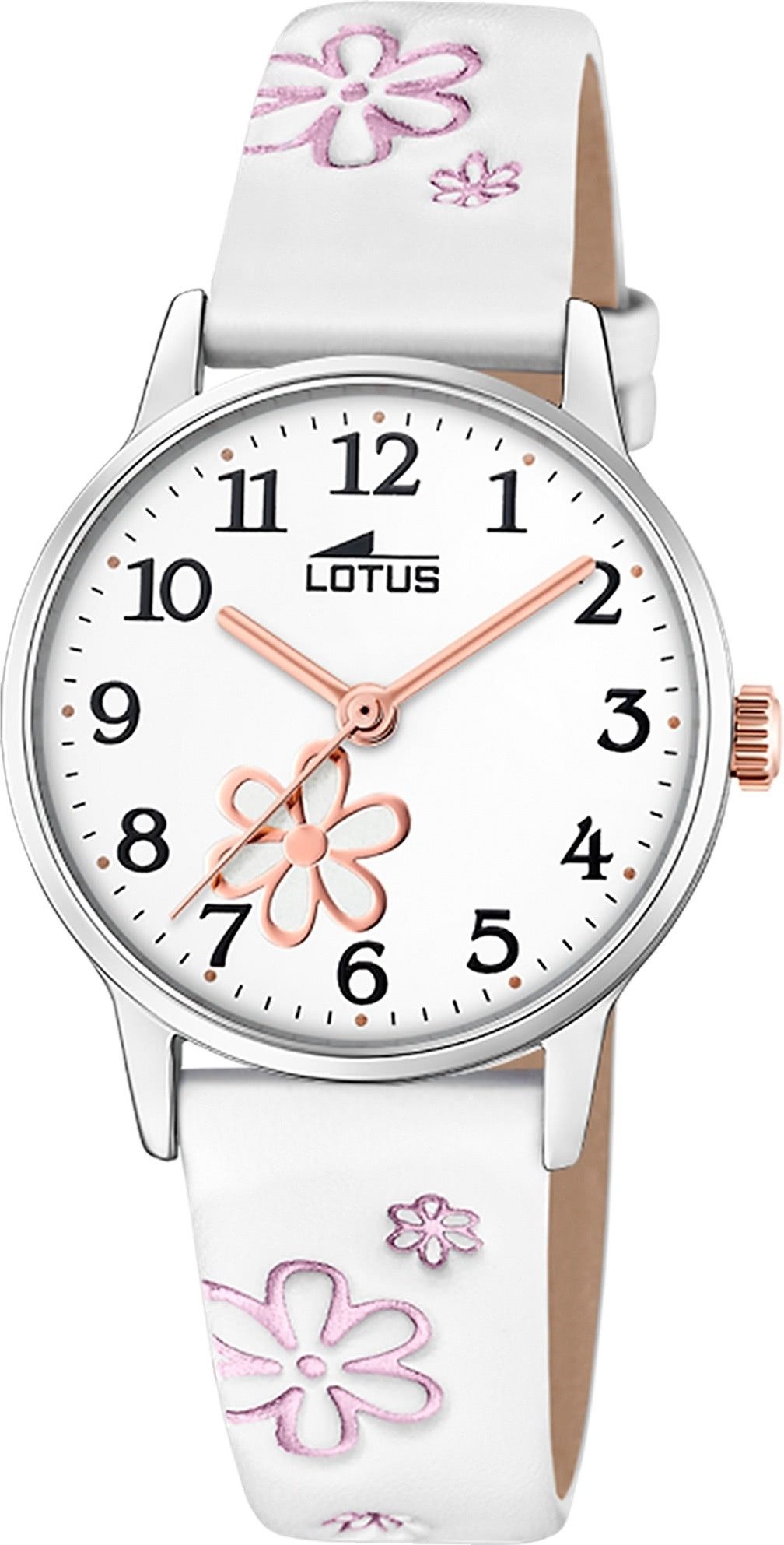 Lotus Chronograph Lotus Kinderuhr Leder weiß Lotus Classic, (Chronograph), Kinder Armbanduhr rund, klein (ca. 30mm), Edelstahl