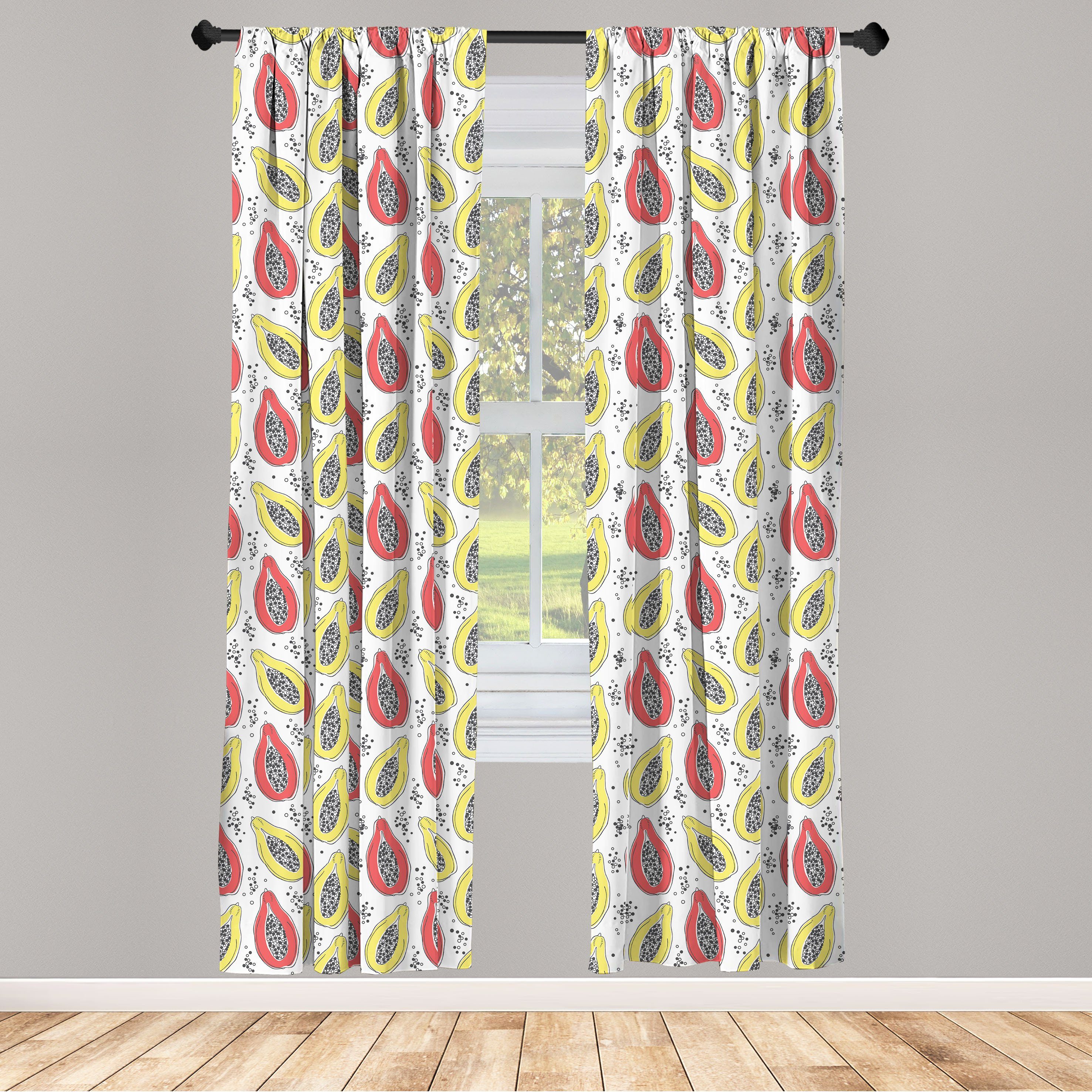 Wohnzimmer Papaya Microfaser, für Vorhang Gardine Abakuhaus, Bicolor Exotische Schlafzimmer Dekor, Tropisch
