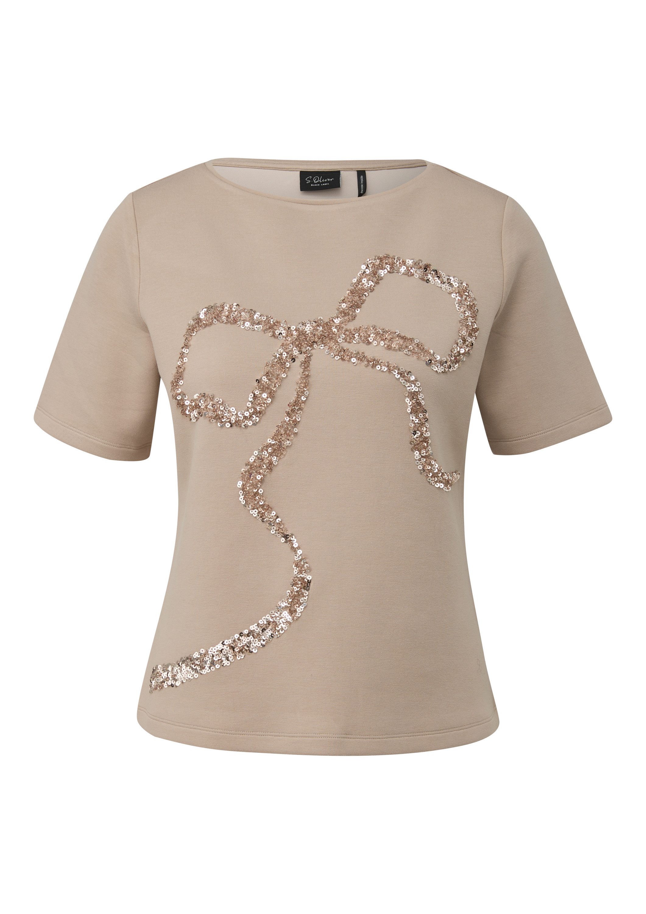 s.Oliver Kurzarmshirt T-Shirt Viskose-T-Shirt im Relaxed Fit mit Pailletten günstig online kaufen