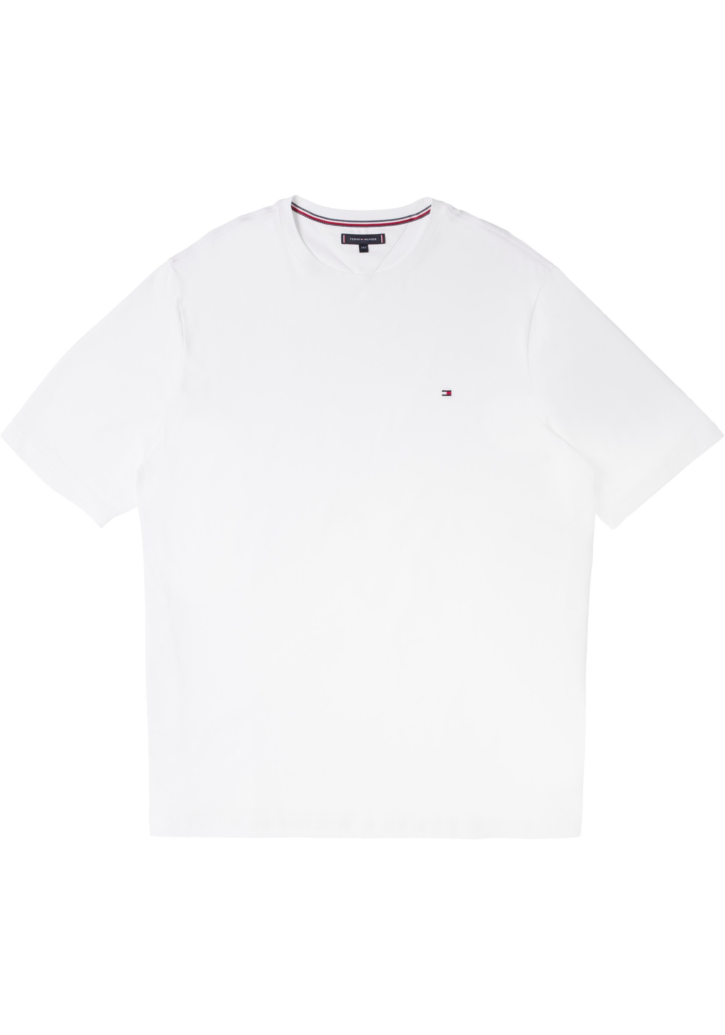 Tommy Hilfiger Big & Tall T-Shirt (1-tlg) mit Tommy Hilfiger Markenstreifen innen im Ausschnitt weiß