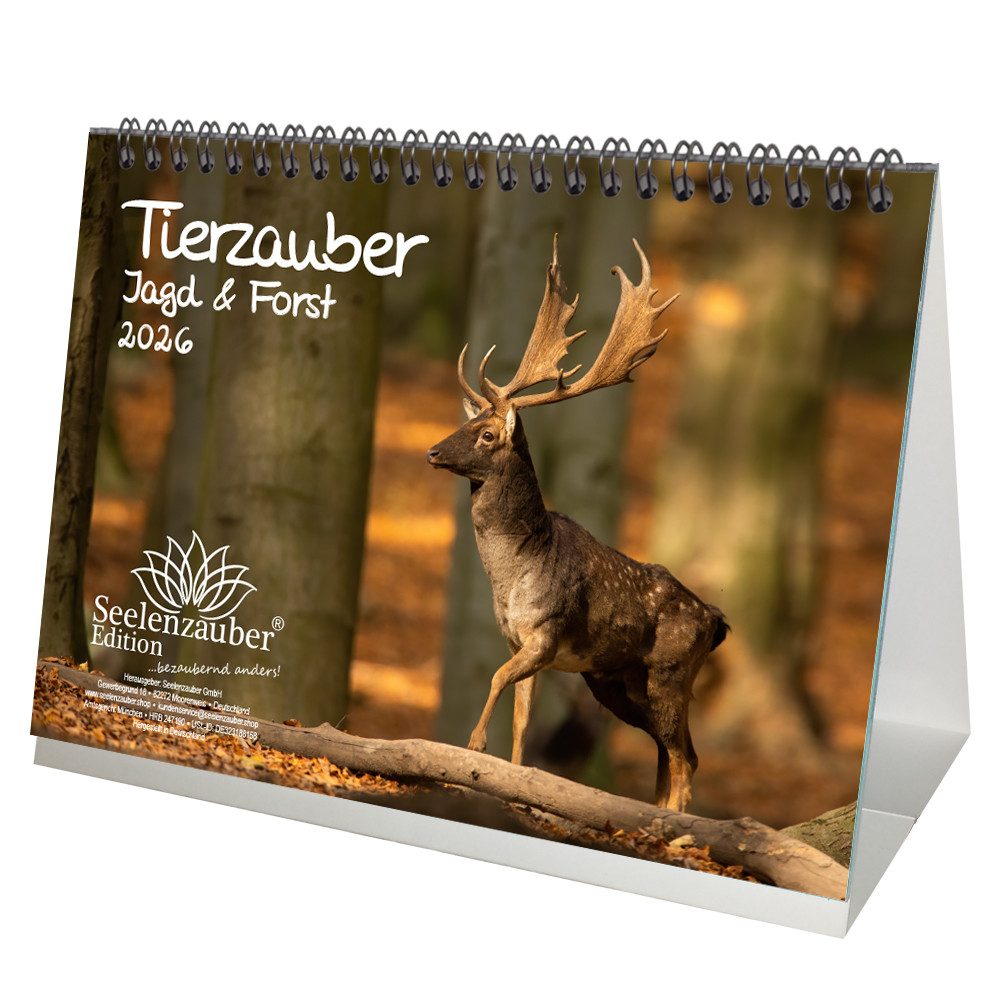 Seelenzauber Tischkalender Tierzauber Jagd & Forst DIN A5 Tischkalender für 2026 - Seelenzauber