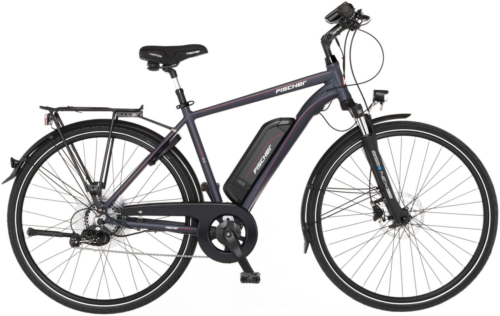 FISCHER Fahrrad E-Bike Trekkingrad VIATOR 2.0 Herren 422, 8 Gang Shimano Acera Schaltwerk, Kettenschaltung, Heckmotor, 418 Wh, Pedelec, Elektrofahrrad für Herren