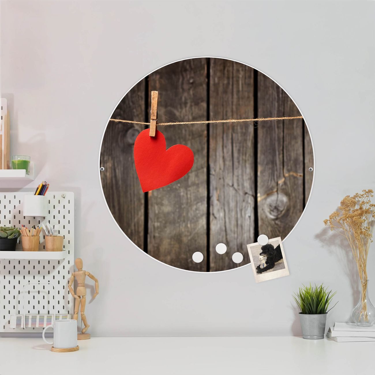 banjado Magnettafel Stahl Rund Kurznachricht, (inkl. 4 Magnete, Runde Stahlmagnettafel)
