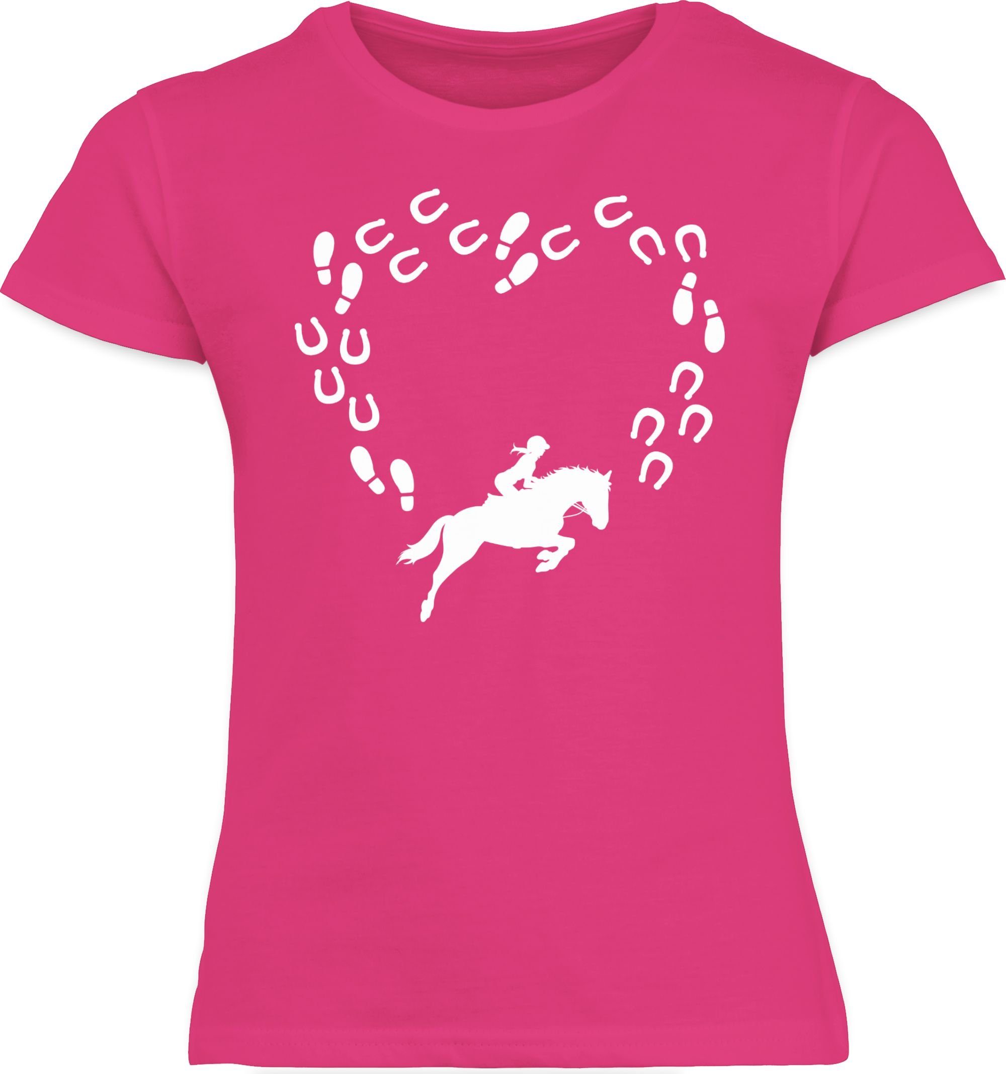 Shirtracer T-Shirt Reiter Pferd Pferd 1 Herz Fuchsia und