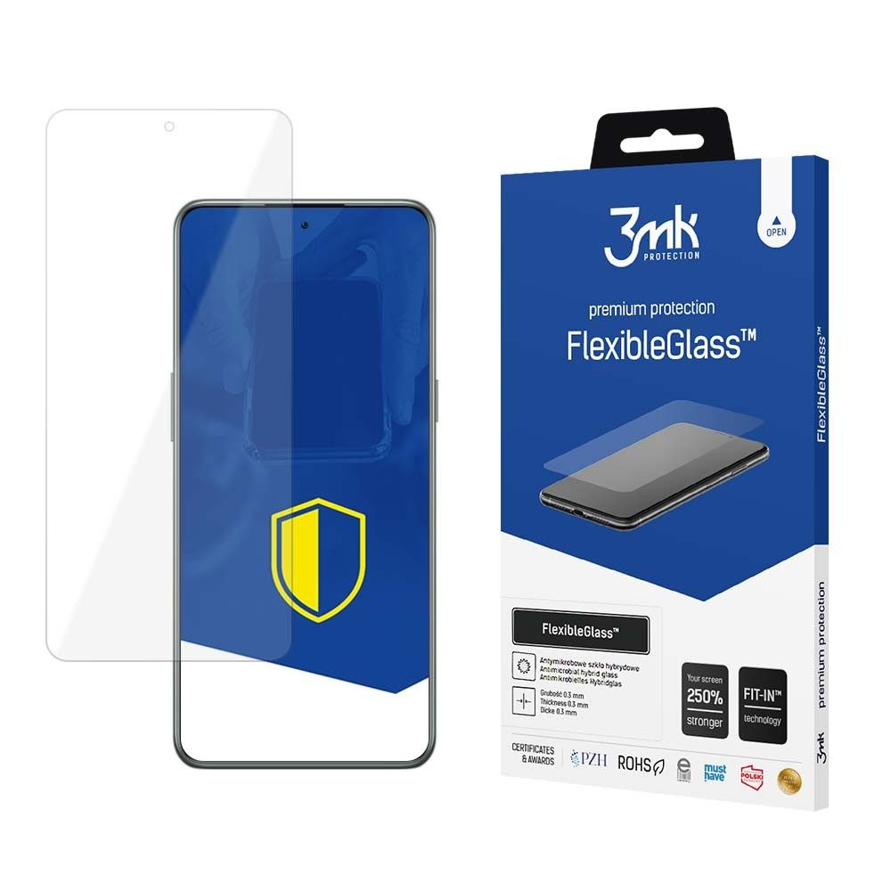 3MK Displayschutzglas Hybridglas Bildschirmschutz für OnePlus 10T, Spar-Set, 1 Stück, kratzfest, stoßfest, antibakteriell, ultradünn