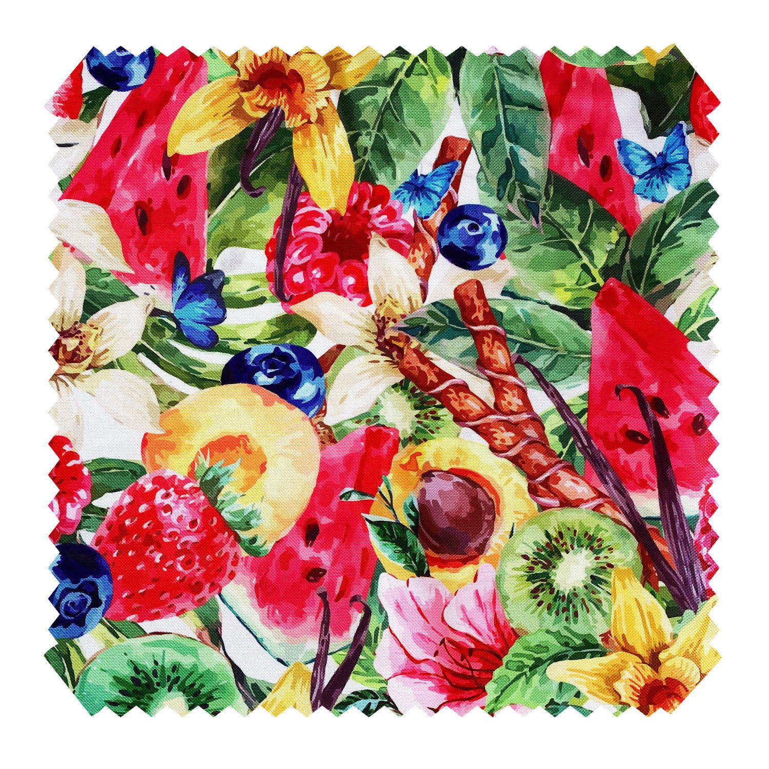 novely® Stoff OXFORD 210D D224 Fruits & Flowers Printstoff Outdoor, Wasserabweisend, Outdoor, Meterware, 1lfm