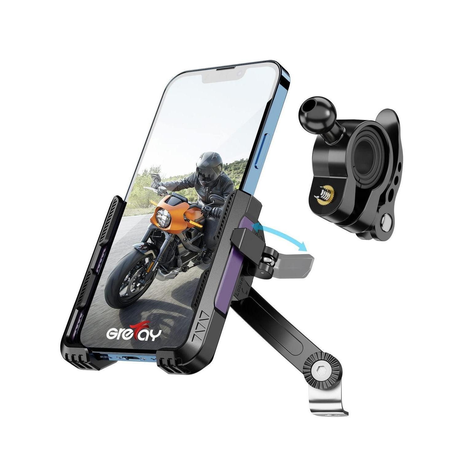 LuxusKollektion Handy-Halterung Handyhalterung Motorrad Lenker Rückspiegel 360 Smartphone Lila