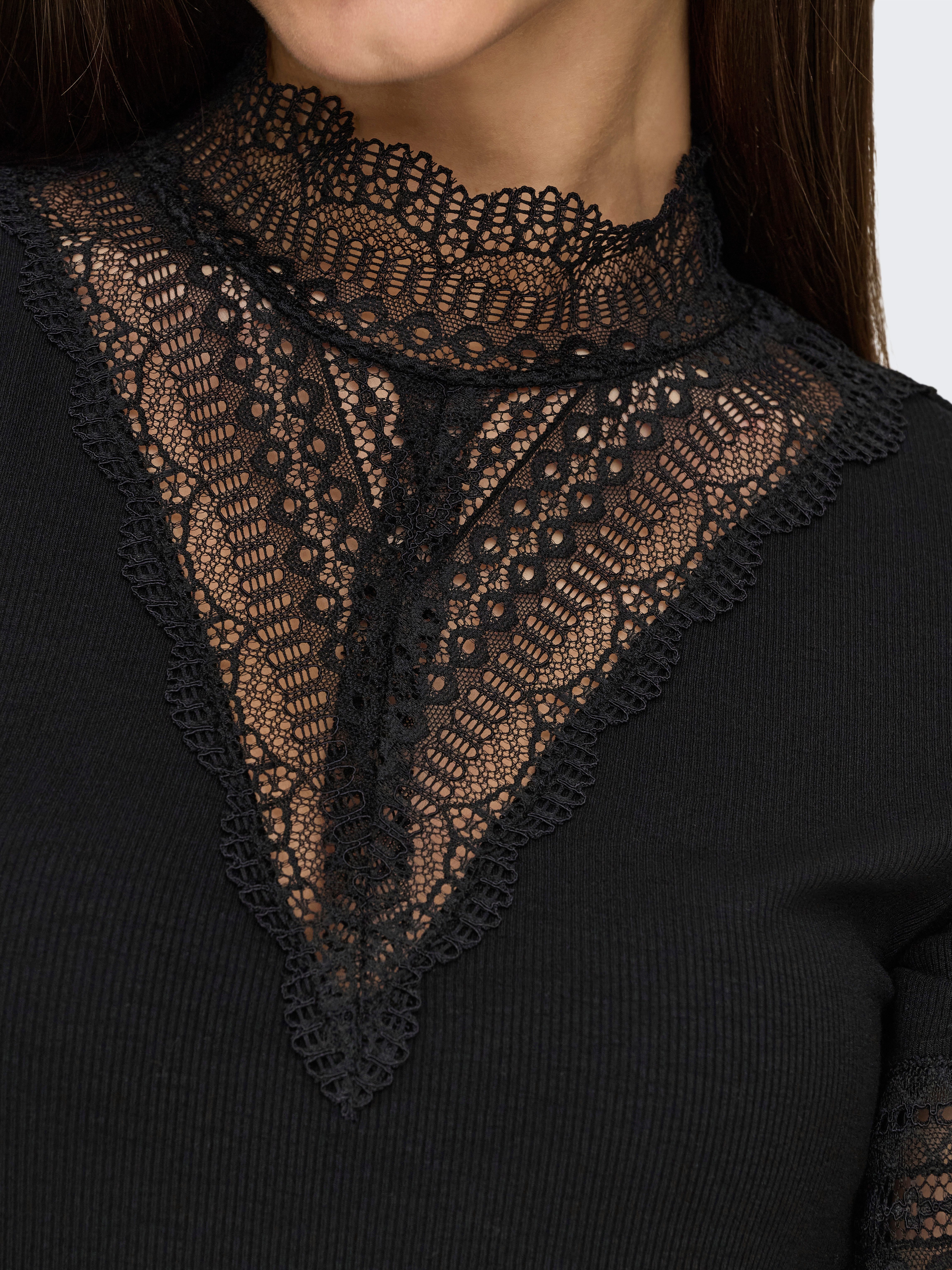 ONLY Spitzenshirt ONLTILDE HIGHNECK S/S TOP JRS NOOS