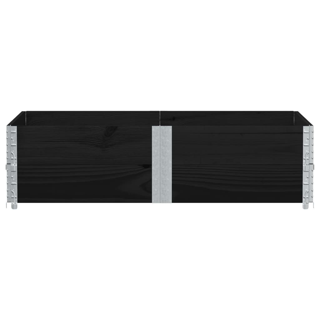 vidaXL Palettenbett Paletten-Aufsatzrahmen 2 Stk. Schwarz 150x100 Massivholz Kiefer (2-tlg)