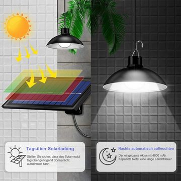 iceagle LED Außen-Deckenleuchte Solar Pendelleuchte, Solar-Hängelampe mit Fernbedienung