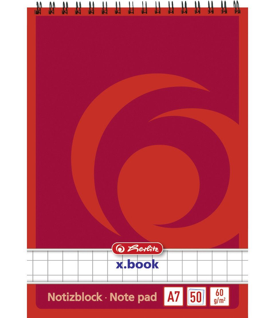 Herlitz Collegeblock Spiralnotizblock A7 50 Blatt kariert 4 Stück