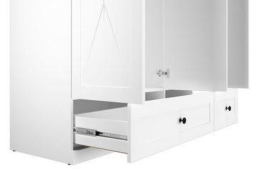 Feldmann-Wohnen Kleiderschrank Lille (1-St., 1-teilig) 137cm weiß matt / eiche lefkas