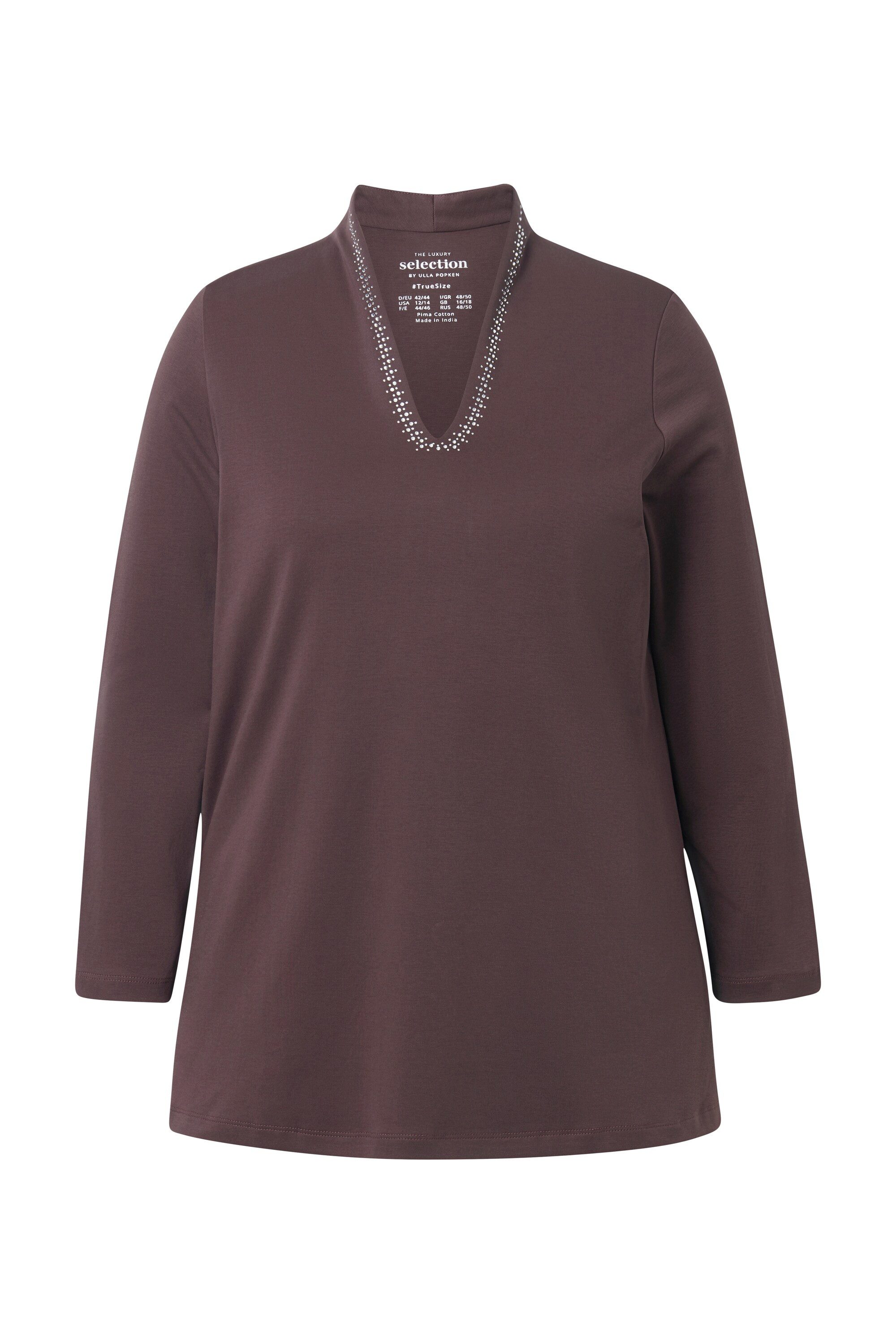 T-Shirt Shirt A-Linie Kelchkragen Langarm Pima Cotton