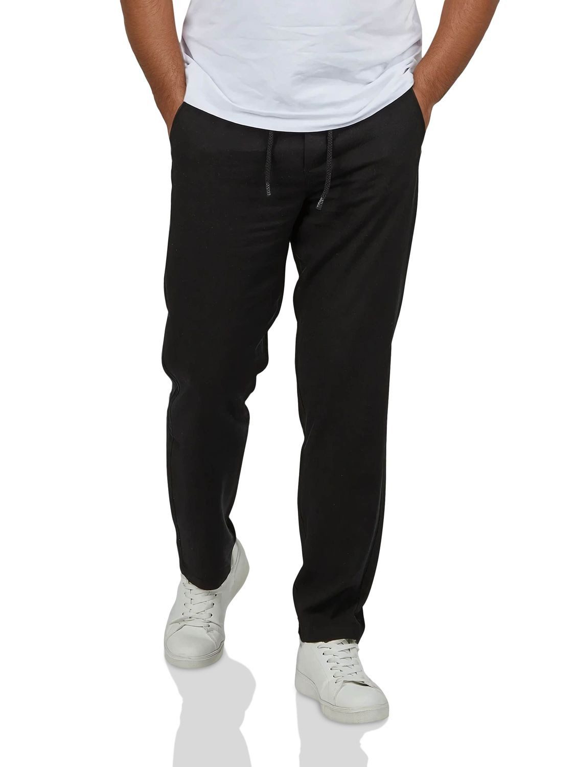 DENIMFY Chinohose Herren Freizeithose DFDylan Regular Fit Leinenhose mit Zugbandverschluss