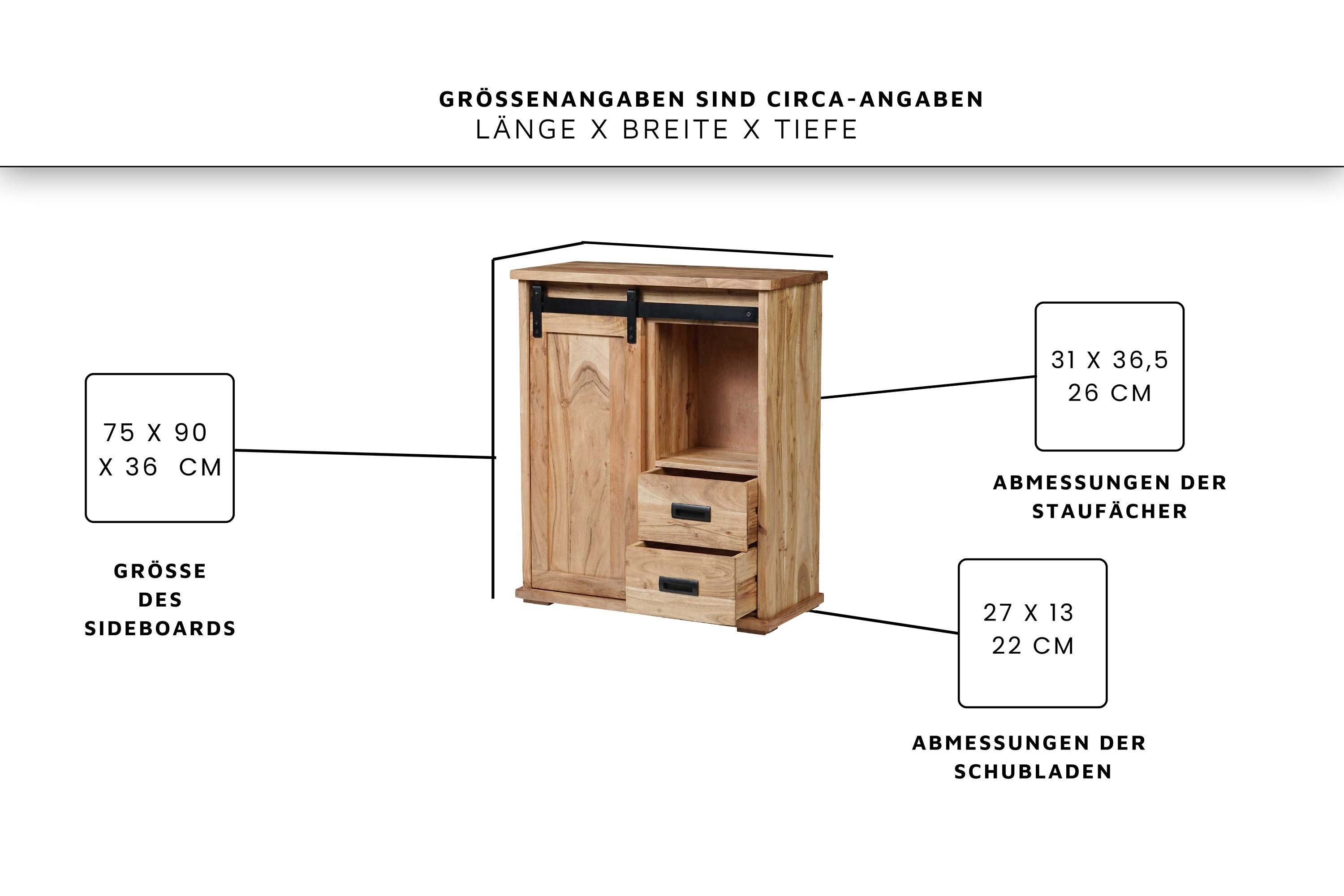 SAM® Sideboard Fritz, Akazienholz, mit Baumkante oder gerader Kante, Indust günstig online kaufen