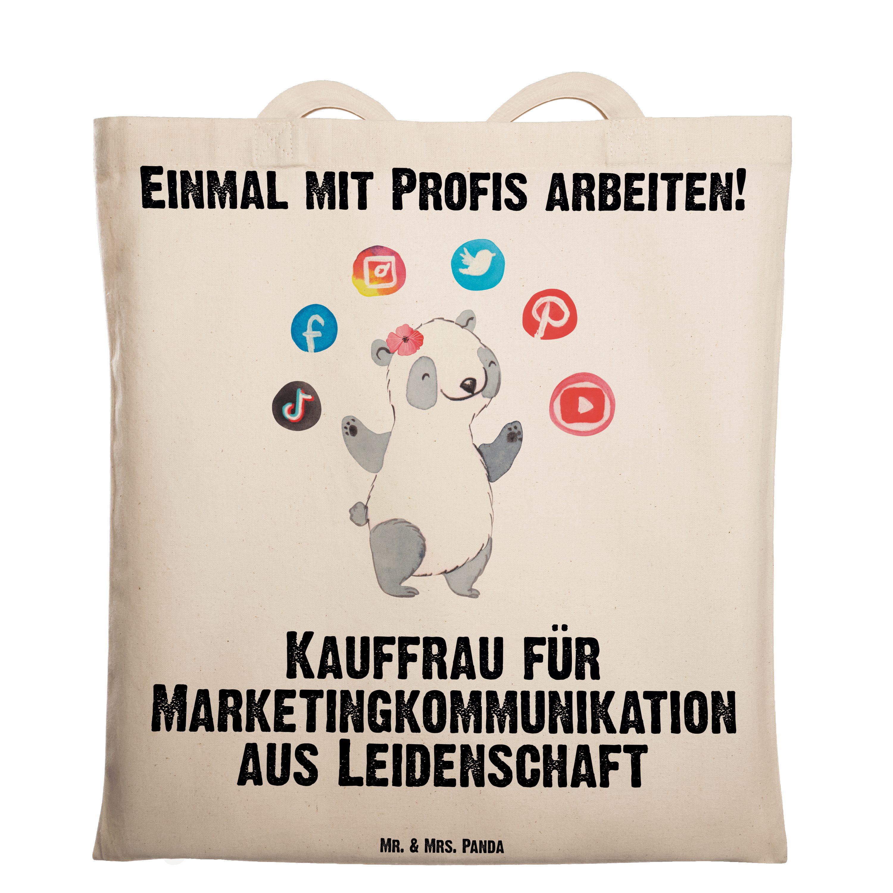 Mr. & Mrs. Panda Tragetasche Kauffrau für Marketingkommunikation aus Leidenschaft - Transparent - (1-tlg)