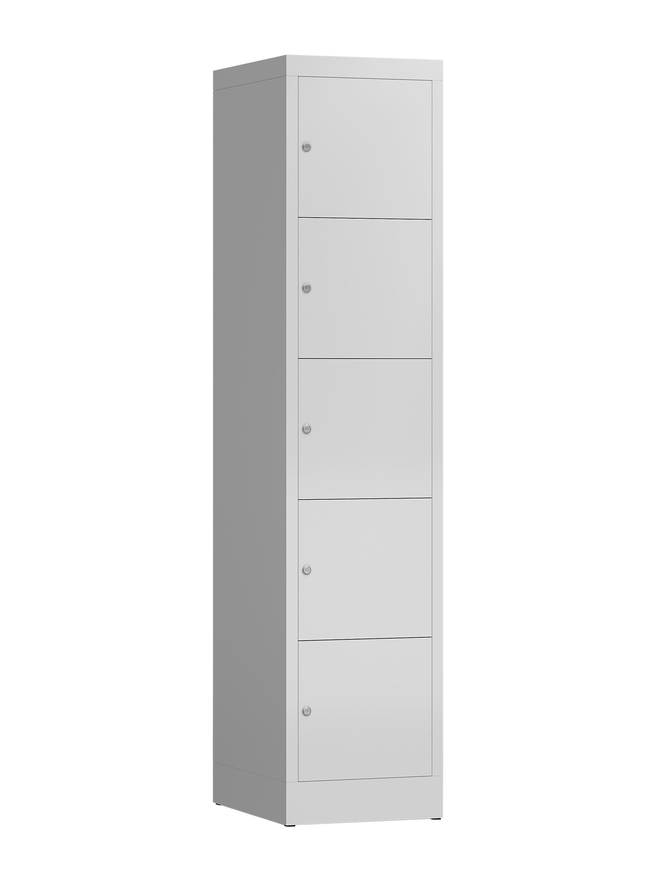 Steelboxx Fächerschrank Schließfachschrank 5 Fächer Spindschrank (1-St) komplett montiert, keine Montage notwendig Korpus: RAL 9003 Signalweiß/ Türen: RAL 9003 signalweiß | weiß | Stahlschränke