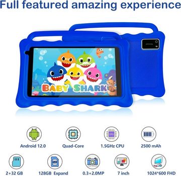 BYYBUO Mit 2GB RAM Speicher Toddler Tablet (7", 32 GB, Andriod 12, mit Kidoz Parental Control App, Bildung, Spiele, Kinder)