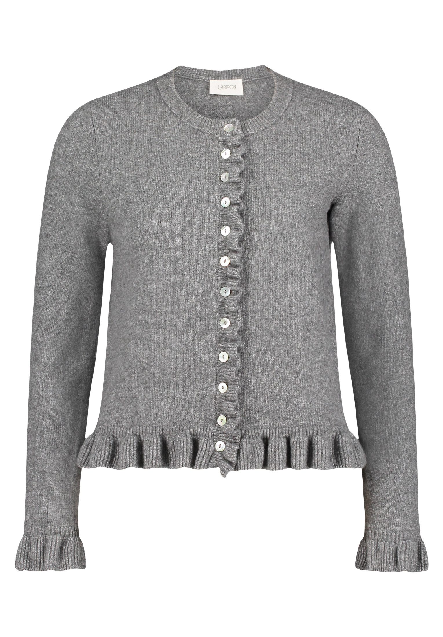 Cartoon Strickjacke Damen Cardigan mit Rüschen (1-tlg) günstig online kaufen