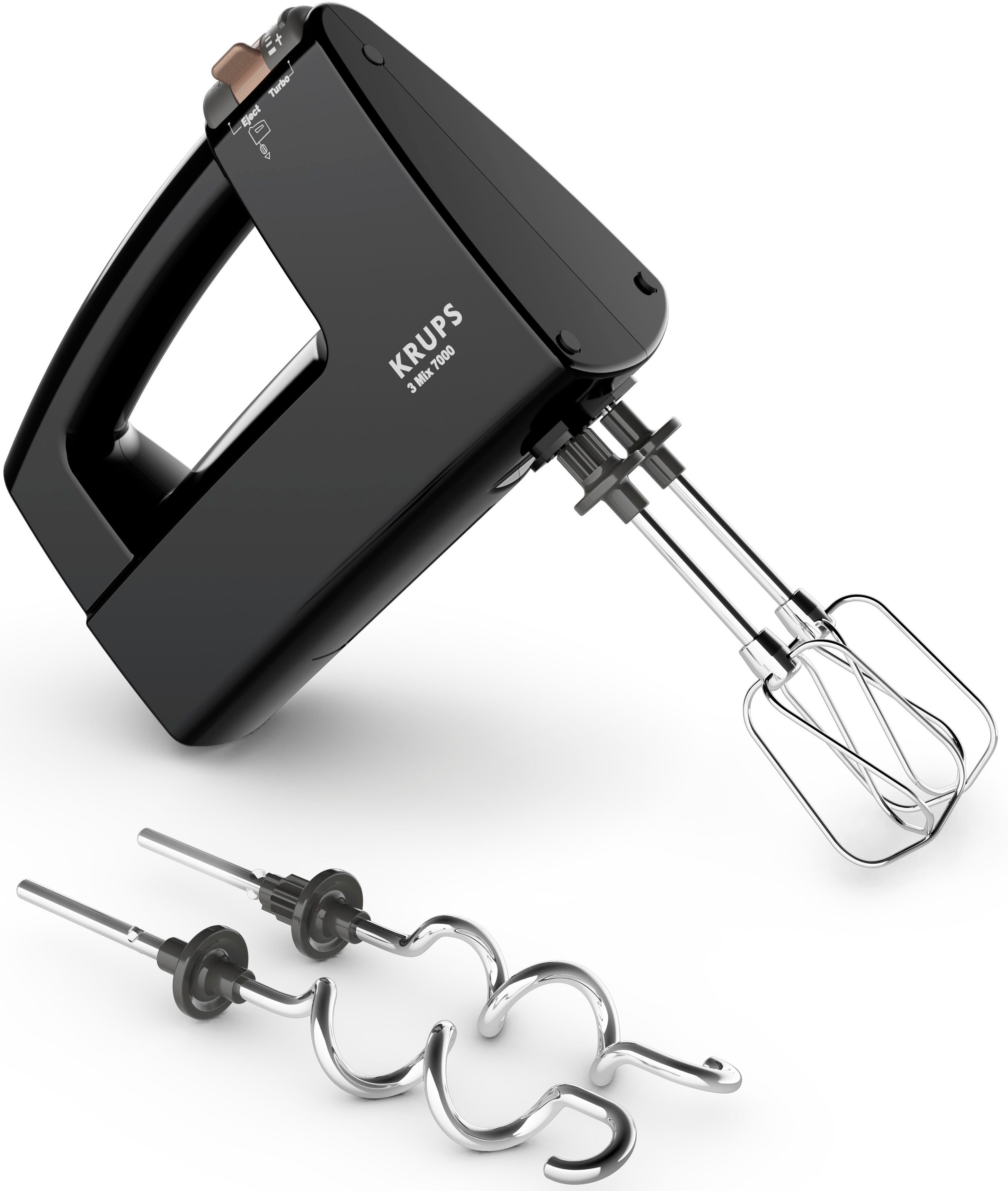 Krups Handmixer F60858 3Mix 7000, 500 W, limitierte Edition, Zubehörtasche,  Quirl+Knethaken aus Edelstahl, Stufenlose Geschwindigkeitsregelung