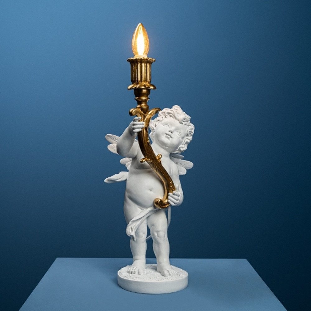 Werner Voß Tischleuchte Lampe Leuchter Engel Putte weiß gold barock shabby Deko, ohne Leuchtmittel