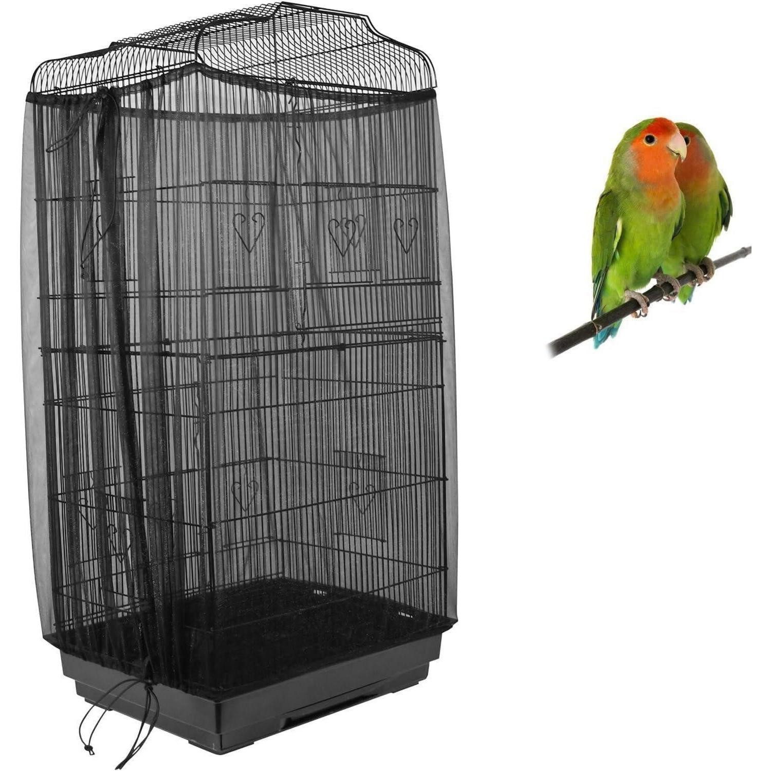 LuxusKollektion Vogelkäfig Vogelkäfigabdeckung Nylonnetz Kordelzug Schwarz 78.7x27.6 in 200x70 cm von LuxusKollektion