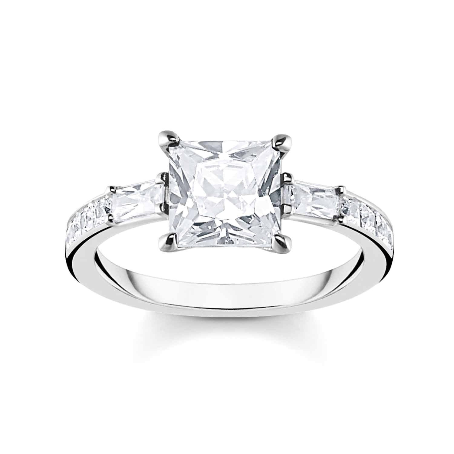 THOMAS SABO Solitärring Damen-Silber Weiße Steine