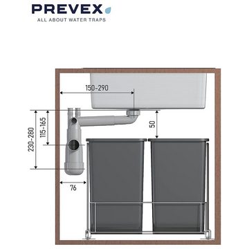 Prevex Siphon FL1-D9CNA-002, (1-tlg), PREVEX Flexloc Siphon, platzsparend, universal, für die